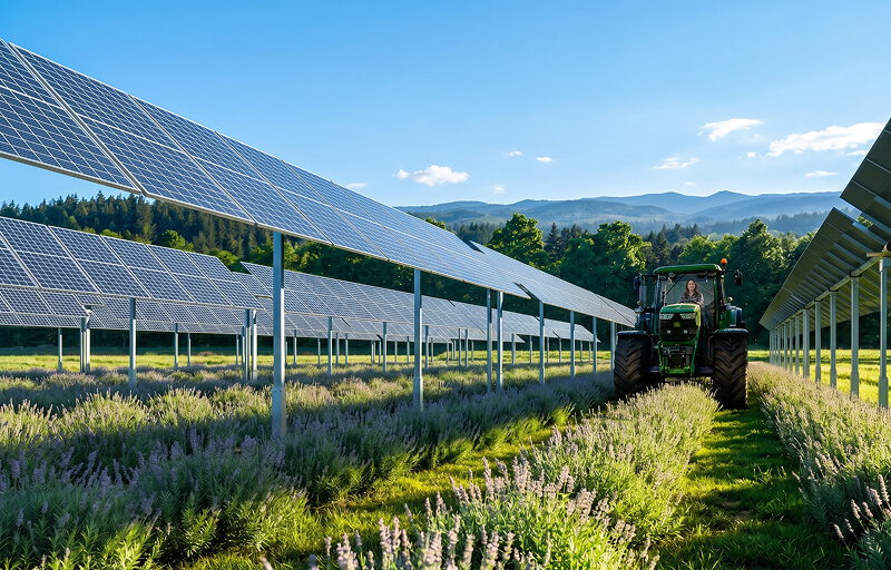 Campo con pannelli fotovoltaici